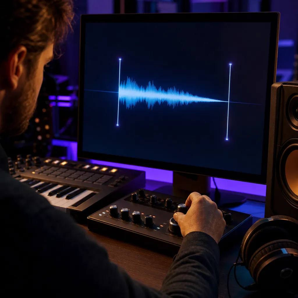Music producer setting the precise length of an audio cue